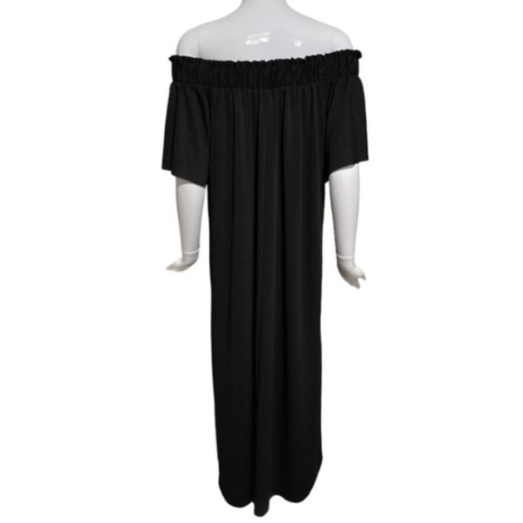 Zara Black Crepe Off The Shoulder Maxi Dress oh. - Picture 7 of 11